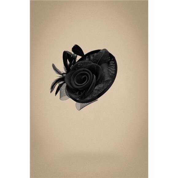 Tea Party Kentucky Fascinator Derby Pillbox Hat Black - Picture 2 of 5